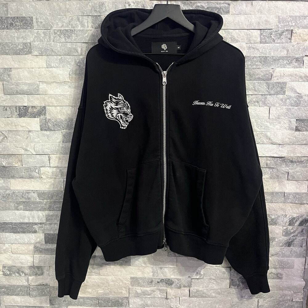 Darc Sport Wolves Zip Up Heavyweight Black Hoodie Size Medium Heaven Has To Wait